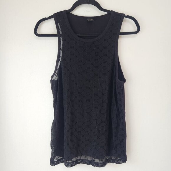 Savage x Fenty Sheer Racerback Black Tank Top Shirt Activewear Women's M - Picture 1 of 3